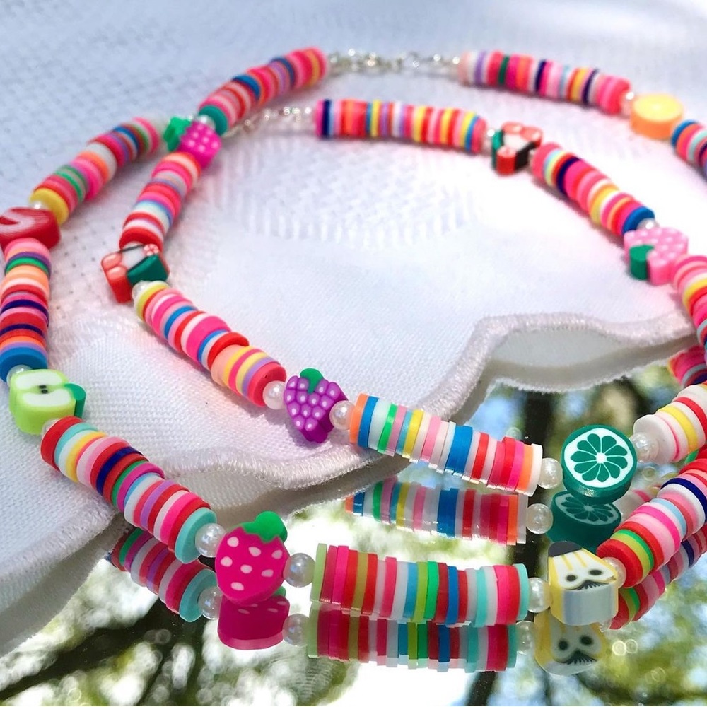 Colorful Summer Fruit Heishi Bead Choker Necklace